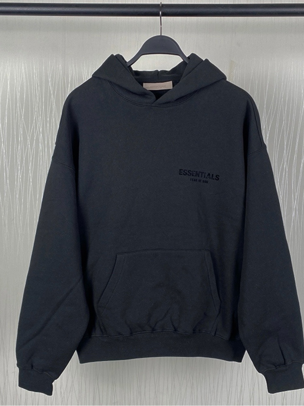 Fear of God ESSENTIALS Black Back-Logo Hoodie
